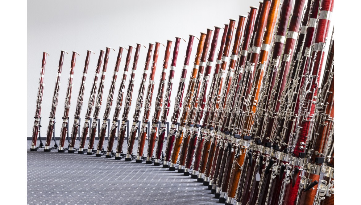 Exposición de fagotes en el curso de los profesores Higinio Arrué y Gustavo Núñez en Benaguasil (Valencia)